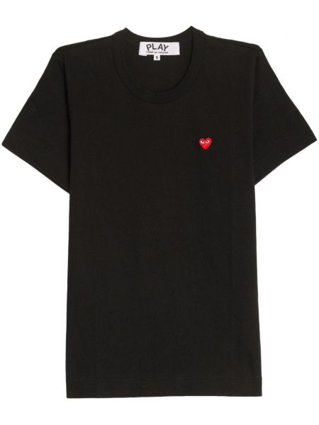 T-shirt brodé en coton de motif coeur Comme Des Garçons Play noir