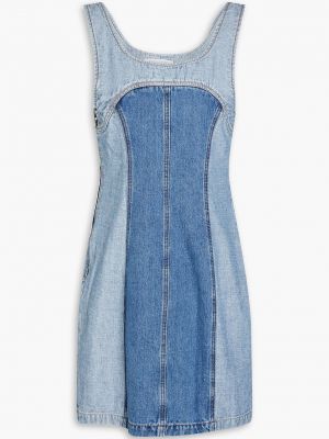 Двухцветное джинсовое мини-платье из выцветшего денима Nobody Denim синий