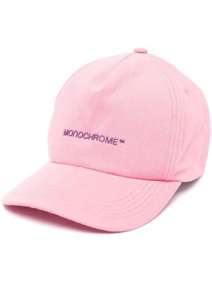 Cappello con visiera a tinta unita con stampa Monochrome rosa