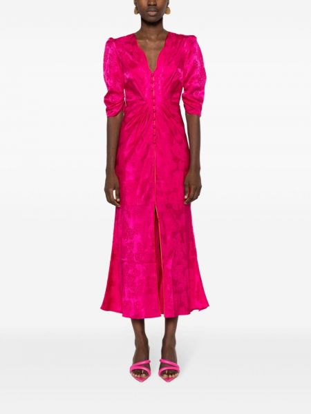 Robe mi-longue à fleurs Saloni rose