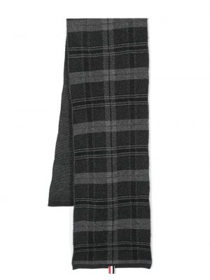 Pletený kostkovaný šál Thom Browne šedý
