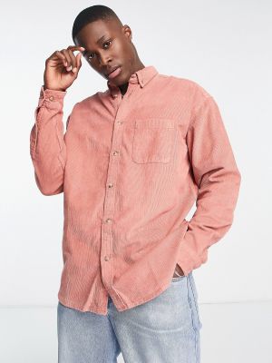 Вельветовая рубашка свободного кроя Asos розовая