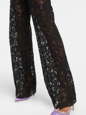 Pantaloni cu model floral cu croială lejeră din dantelă Valentino negru