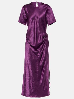 Satynowa sukienka midi Acne Studios fioletowa