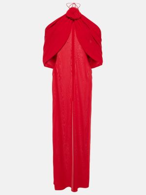 Květinové hedvábné dlouhé šaty Magda Butrym červené