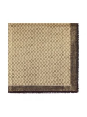Bufanda de lana de lana de tejido jacquard Gucci marrón