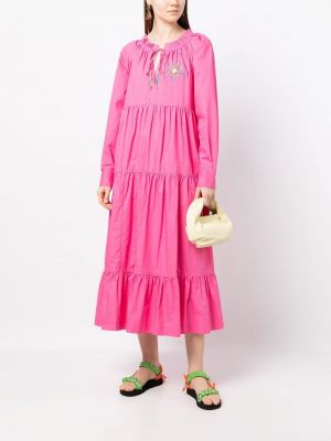 Kleid mit stickerei aus baumwoll Mira Mikati pink