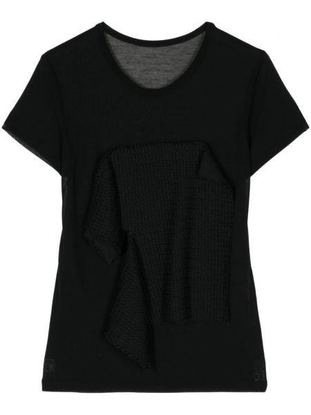 Drapované bavlnené tričko Y's čierna