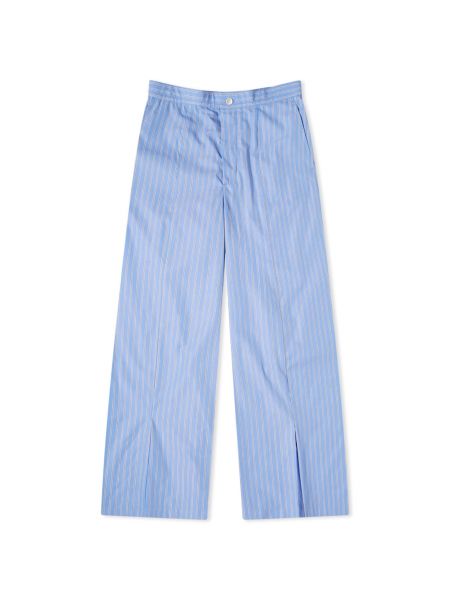 Синие хлопковые брюки в полоску свободного кроя Toga Pulla