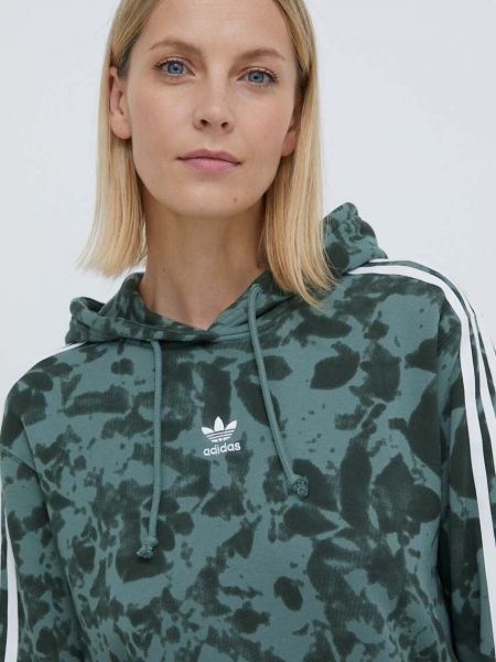 Pamut kapucnis melegítő felső Adidas Originals zöld
