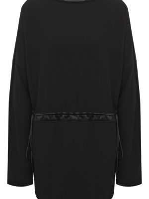 Черная шелковая блузка из вискозы Gucci