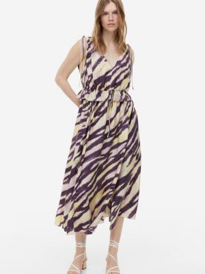 Драпированное платье с завязками H&M, темно-фиолетовый/зебра