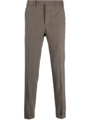 Spodnie wełniane w kratkę Pt Torino brązowe
