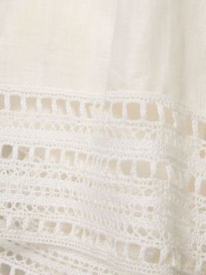 Μακρυμάνικη λινή μάξι φόρεμα Ermanno Scervino λευκό