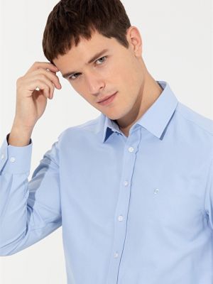 Рубашка на пуговицах с воротником на пуговицах Pierre Cardin синяя