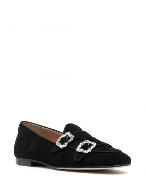Leder loafer mit schnalle mit kristallen Edhèn Milano schwarz