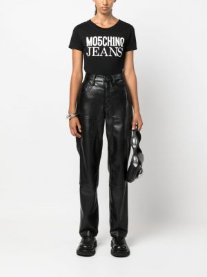 Koszulka bawełniana z nadrukiem Moschino Jeans czarna