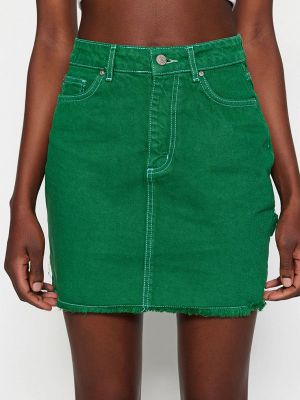 Джинсовая юбка Trendyol зеленая