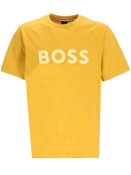 Βαμβακερή μπλούζα με σχέδιο Boss κίτρινο