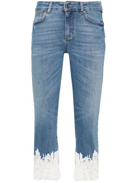 Čipkované džínsy Ermanno Firenze modrá