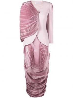 Asymetrické dlouhé šaty Gaby Charbachy růžové