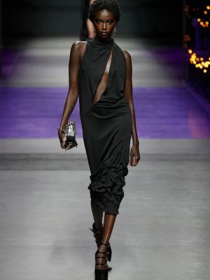 Satenska midi haljina Versace crna