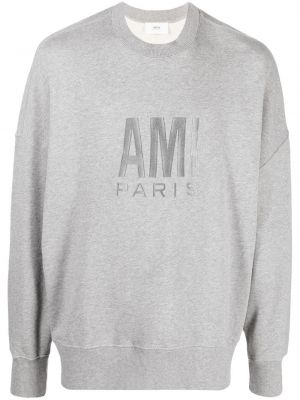 Sweatshirt mit stickerei Ami Paris grau