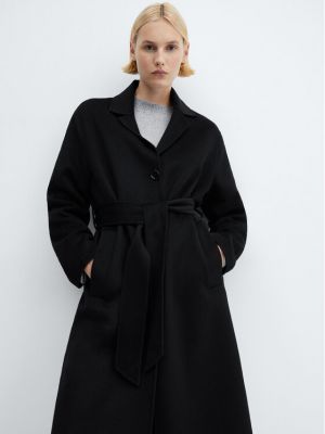 Gyapjú kabát Mango fekete