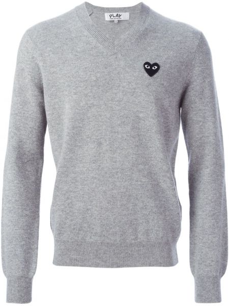Пуловер с v-образно деколте Comme Des Garçons Play сиво