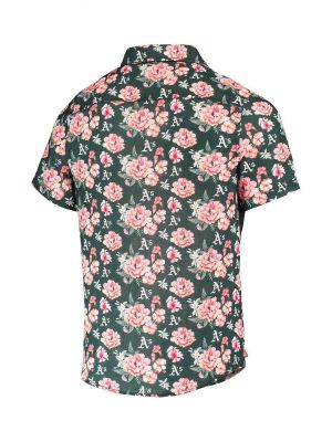 Рубашка на пуговицах в цветочек с принтом Foco зеленая