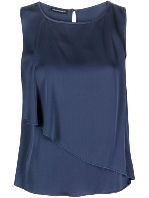 Drapert silke tank top Emporio Armani blå