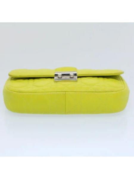 Bolsa de hombro de cuero retro Dior Vintage amarillo