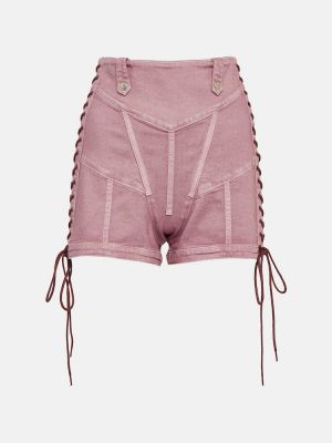 Pantaloni scurți din denim cu talie înaltă Jean Paul Gaultier violet