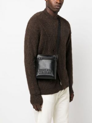 Kožená taška přes rameno Versace Jeans Couture černá