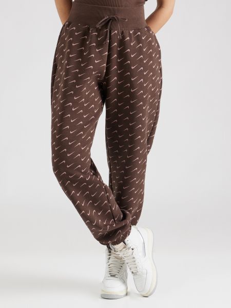 Fleece αθλητικό παντελόνι Nike Sportswear καφέ