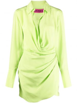 Копринена коктейлна рокля с драперии Gauge81 зелено
