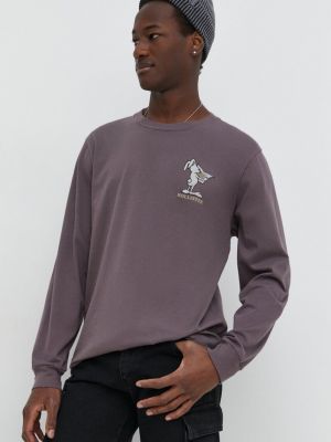 Bombažna majica z dolgimi rokavi z dolgimi rokavi Hollister Co. vijolična