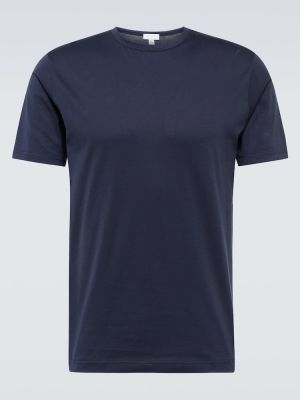 Bavlnené tričko Sunspel modrá