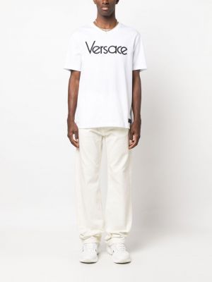 Kokvilnas t-krekls ar izšuvumiem Versace