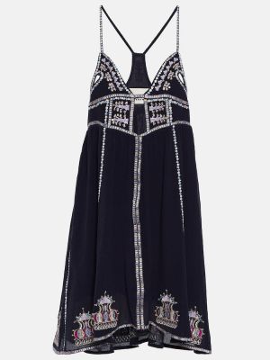 Pamučna svilena haljina Isabel Marant plava