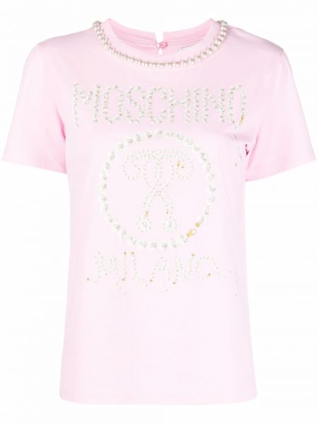 Camiseta con perlas Moschino rosa
