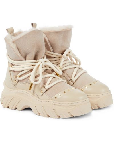 Kožené semišové turistické boty Inuikii béžové