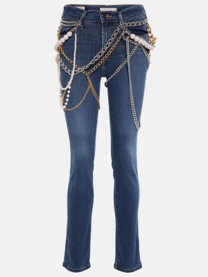Jeans skinny slim à imprimé Junya Watanabe bleu