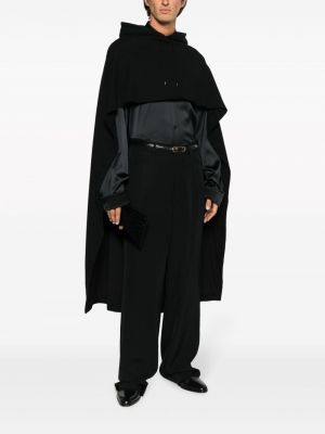 Asimetriškas medvilninis paltas Saint Laurent juoda