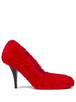 Pantofi cu toc cu blană Stella Mccartney roșu
