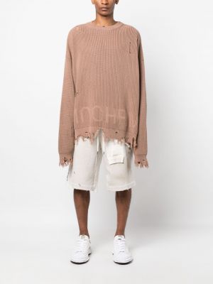Jednobarevný pletený svetr s oděrkami Monochrome béžový
