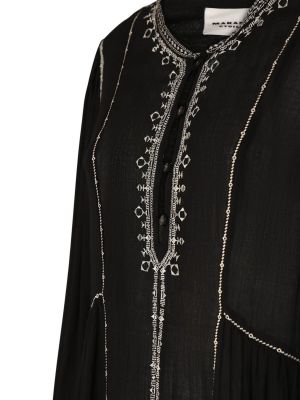 Vestido con bordado de algodón Marant Etoile negro