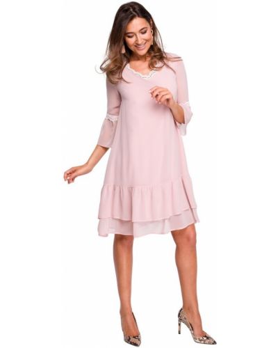 Sukienka z falbanami z szyfonu Style, różowy