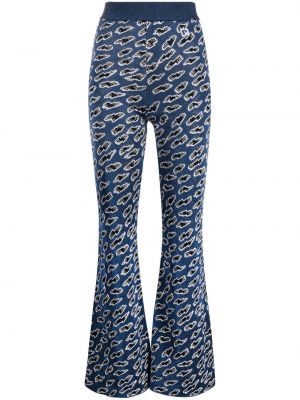 Žakárové pletené kalhoty Paco Rabanne modré