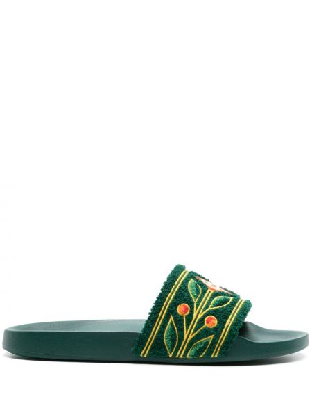 Pantofi cu broderie Casablanca verde